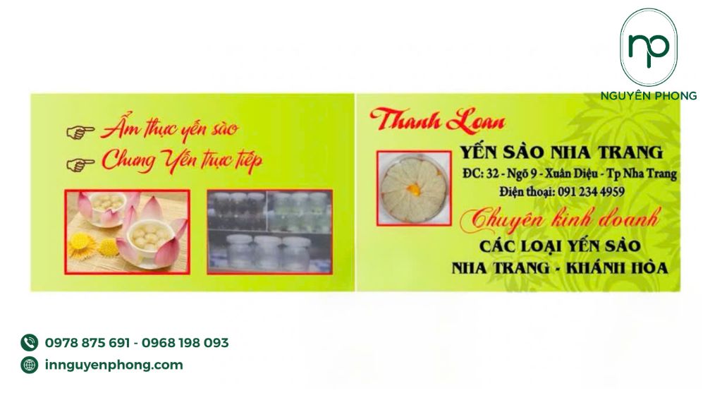 in card visit yến sào bằng công nghệ hiện đại